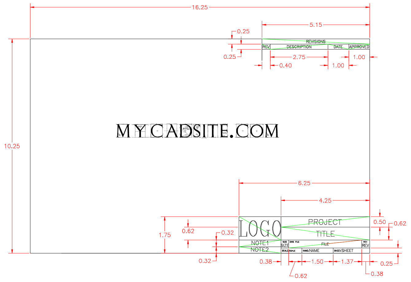 drafting title block dimensions