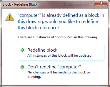 Redefine a Block Warning