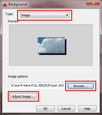 Background Dialog in AutoCAD 2016 Background Dialog in AutoCAD 2016