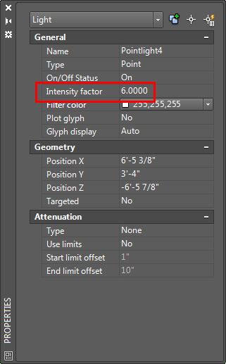 Point light properties in AutoCAD Point light properties in AutoCAD