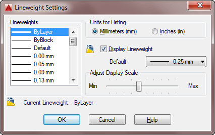 LIneweight Settings LIneweight Settings